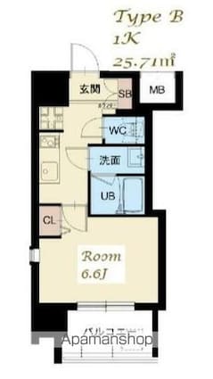 スプランディッド　大山[1K/25.71m2]の間取図