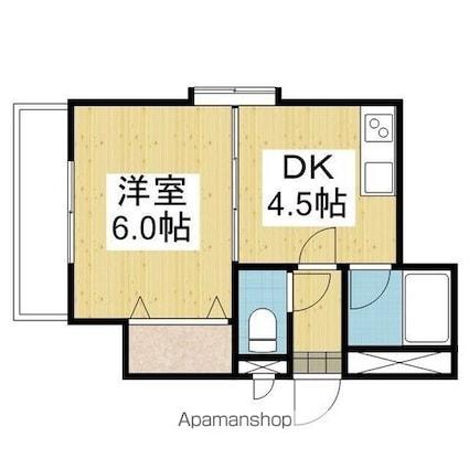 パラドール束本[1DK/24.2m2]の間取図