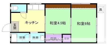 和歌山県和歌山市中島[2K/29.7m2]の間取図