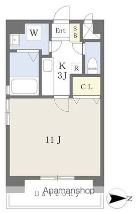 フォルテ山越[1K/32.42m2]の間取図