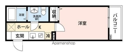 ヒルズ馬橋Ⅱ[1K/20.34m2]の間取図
