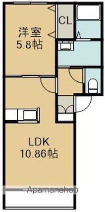 プリエ[1LDK/38.83m2]の間取図