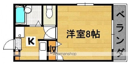 己斐上タウンＢ[1K/25m2]の間取図