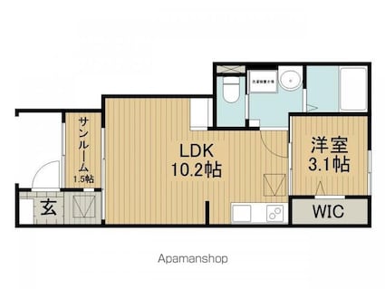 サニーガーデンＲ　Ｂ[1LDK/36.25m2]の間取図