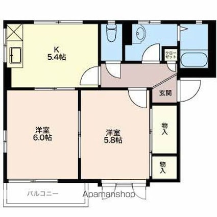 ＤＩＡＳ　ＯＡＮＡ　Ｄ棟[2K/42.6m2]の間取図
