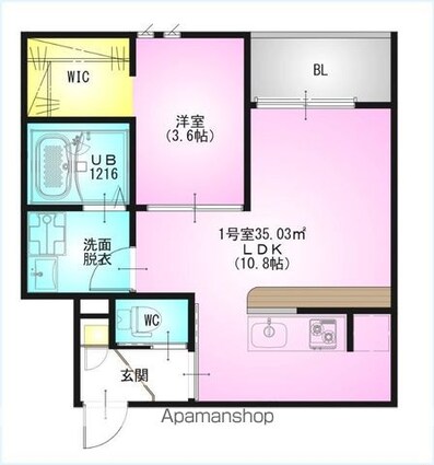 ＲＥＧＡＬＥＳＴ　Ｈａｌｅｌｅａ[1LDK/35.03m2]の間取図