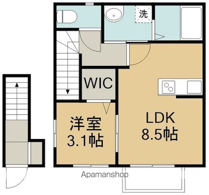 エクシリア原町Ⅰ[1LDK/35.81m2]の間取図