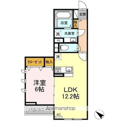 カーサグラナーテ[1LDK/46.44m2]の間取図