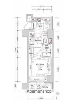 ＯＭＮＩＡ横濱阪東橋[1K/20.97m2]の間取図