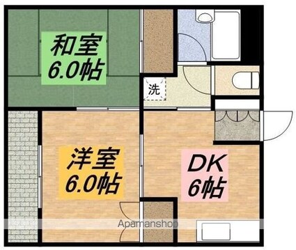 東京都立川市一番町６丁目[2DK/41.75m2]の間取図