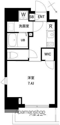 アーバンパーク住吉Ⅱ[1K/25.16m2]の間取図