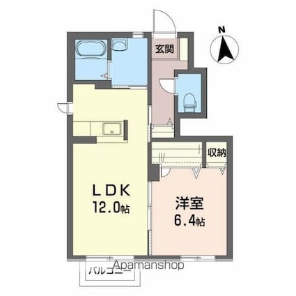 プログレスながいＡ[1LDK/45.8m2]の間取図