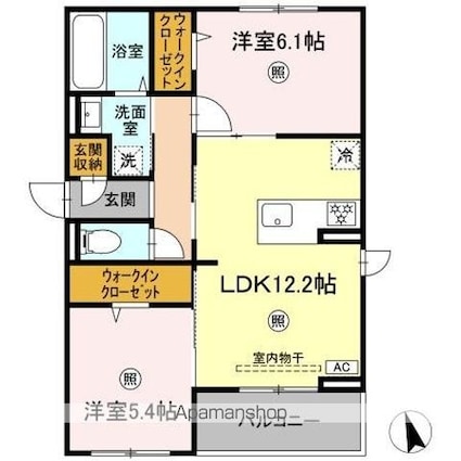 リートネージュ[2LDK/56.76m2]の間取図