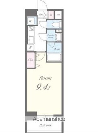 フォーチュンドゥミール[1K/28.57m2]の間取図
