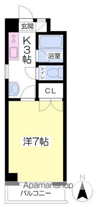 ヴィレッヂ上野[1K/22.8m2]の間取図