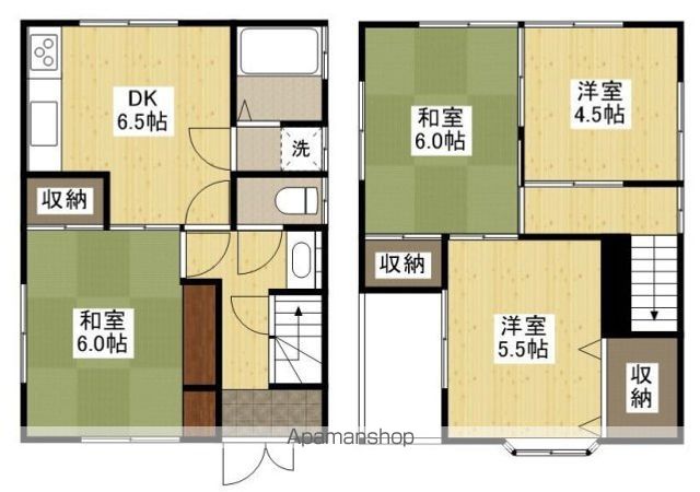 広島電鉄宇品線 宇品二丁目駅 徒歩6分 2階建 築48年の間取り写真