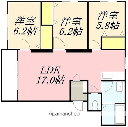 グランメール本通Ⅱ[3LDK/71.6m2]の間取図
