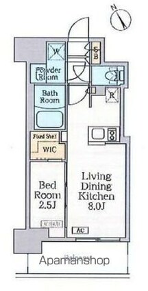 クレストコート門前仲町[1LDK/26.67m2]の間取図