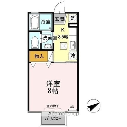 セジュール文政　Ｂ棟[1K/26.94m2]の間取図