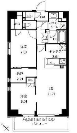 ザ・ケンジントン・レジデンスときわ台[2LDK/65.88m2]の間取図