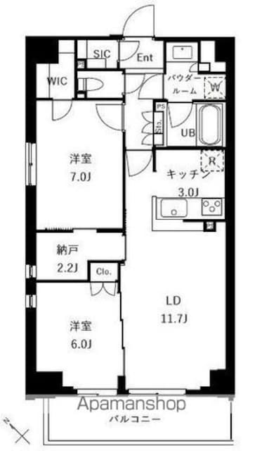 ザ・ケンジントン・レジデンスときわ台[2LDK/65.88m2]の間取図