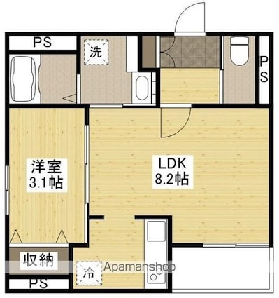 月光福山東壱番館[1LDK/29.3m2]の間取図