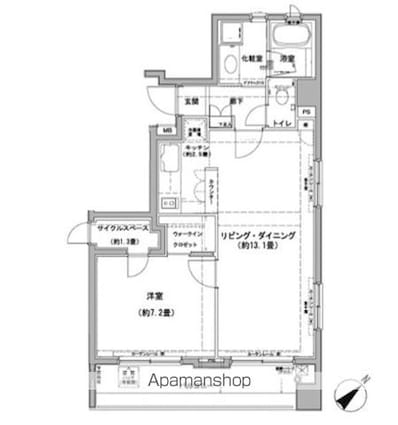 クレジデンス日本橋浜町[1LDK/52.73m2]の間取図