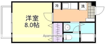 セジュール福井[1K/26.86m2]の間取図