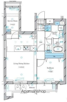 ガリシア文京本駒込[1SLDK/52.55m2]の間取図