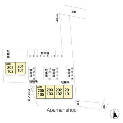 エレンシア　Ａ[3LDK/67.38m2]の配置図