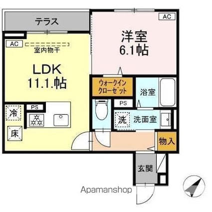 Ａｓｓｅｔ－Ｃｏｕｒｔ曙町[1LDK/42.05m2]の間取図