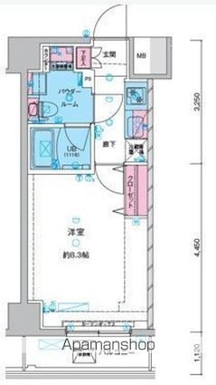 ＧＥＮＯＶＩＡ三ノ輪Ⅲｓｋｙｇａｒｄｅｎ[1K/25.6m2]の間取図