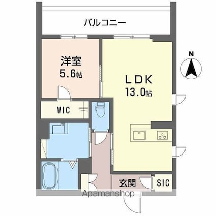アリエス十三番丁[1LDK/49.5m2]の間取図