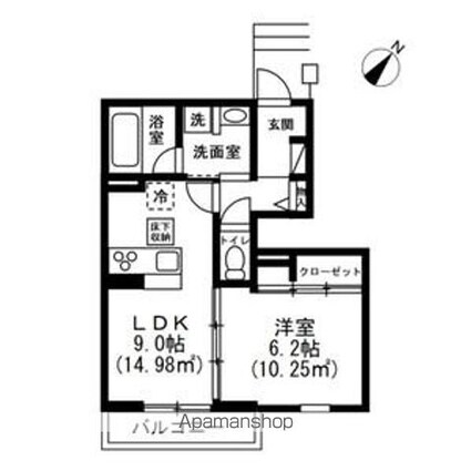 フローラ[1LDK/40.5m2]の間取図