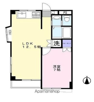 ラ・ベルセゾン[1LDK/40.6m2]の間取図