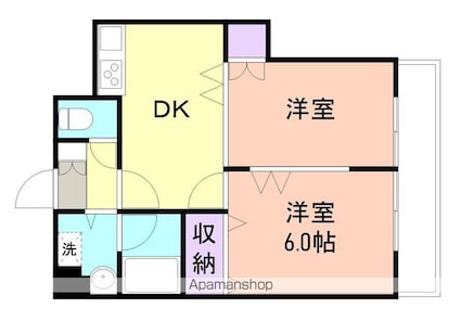 和歌山県和歌山市屋形町１丁目[2DK/41.61m2]の間取図