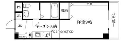 カローラ樽味[1K/27.2m2]の間取図
