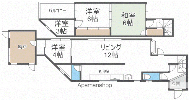 函館本線 森林公園駅 徒歩10分 2階建 築39年の間取り写真