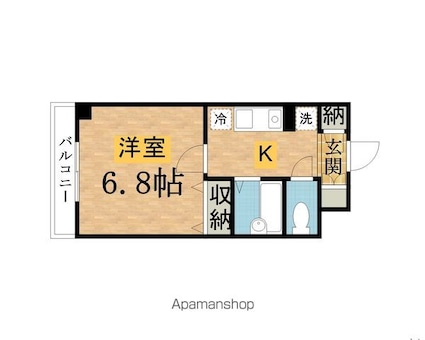 アースリソース壱番館[1K/21.48m2]の間取図