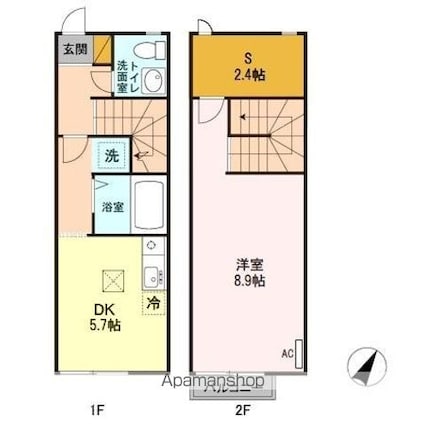 リースランドテクノ　Ｄ[1DK/43.33m2]の間取図