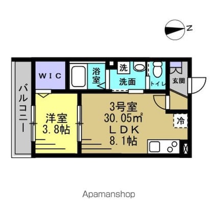 パルブニール浜野[1LDK/30.05m2]の間取図