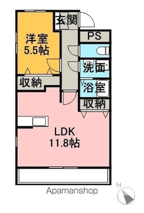 エクセルマエダ[1LDK/40.28m2]の間取図