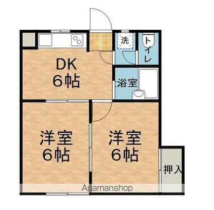 ロイヤルコーポ松本[2DK/39.6m2]の間取図