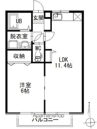 岡山県笠岡市生江浜[1LDK/40.15m2]の間取図