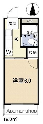 松本興和ハイツ[1K/18m2]の間取図