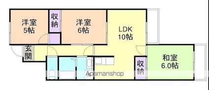 スクエアメゾン和歌山（旧サンＡ棟）[3LDK/61m2]の間取図