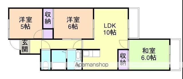 スクエアメゾン和歌山（旧サンＡ棟）[3LDK/61m2]の間取図
