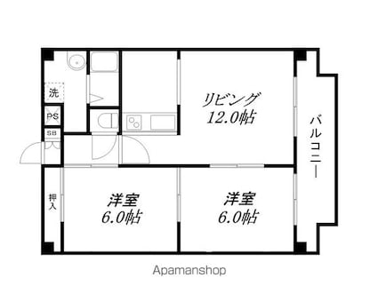 メゾンエイコー瀬田[2LDK/54m2]の間取図