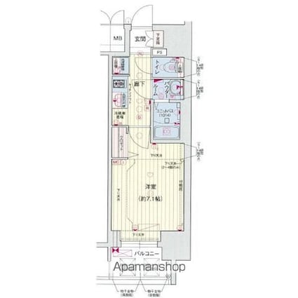 プレサンス桜通ベルノ[1K/24.19m2]の間取図