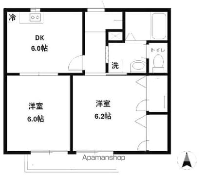 ガーデンハウス　[2DK/42.42m2]の間取図